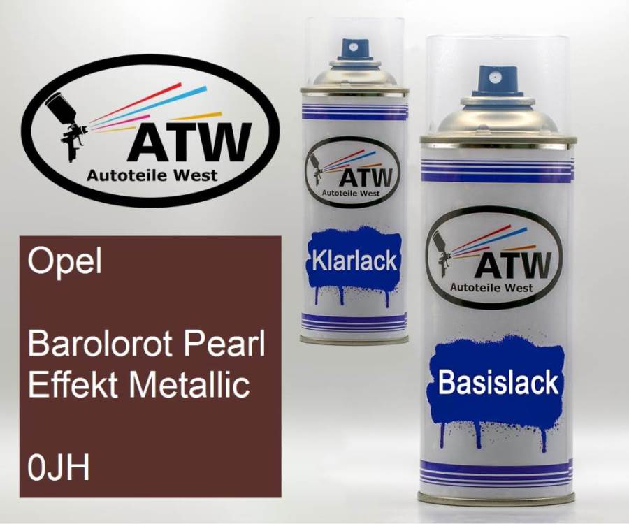 Opel, Barolorot Pearl Effekt Metallic, 0JH: 400ml Sprühdose + 400ml Klarlack - Set, von ATW Autoteile West.